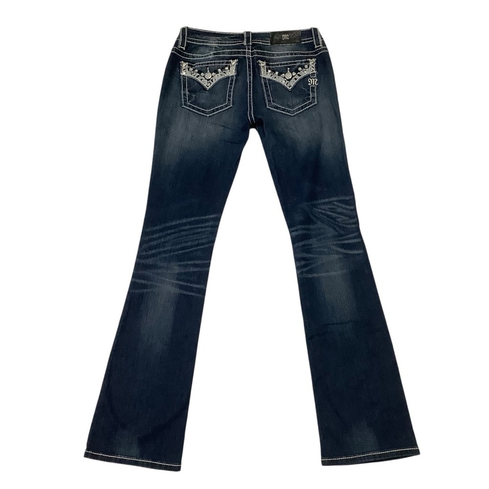 Miss Me Signature Slim Boot Cut Jeans Size 28 Dark Wash Embellished Pockets